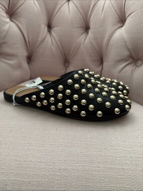 a new day Black Gold-Studded Slip-On Mules